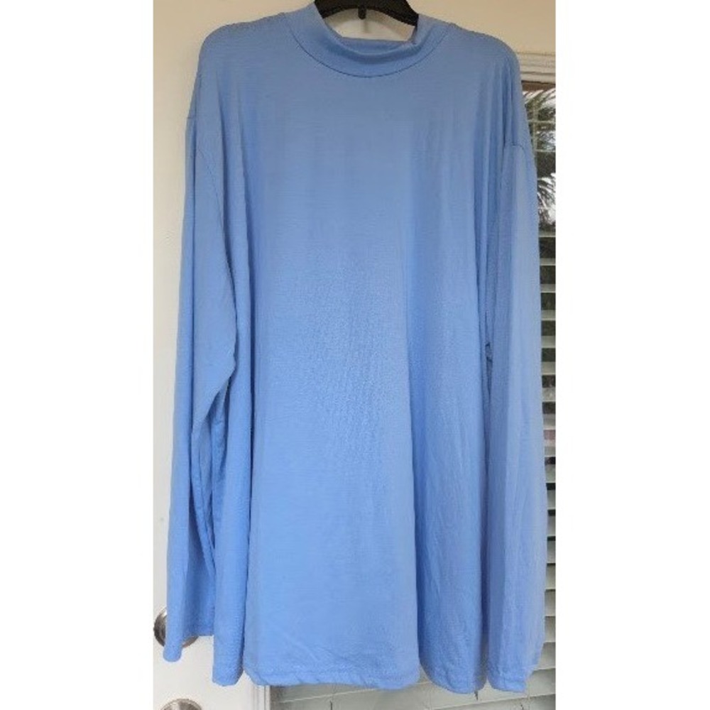 Fashion Boutique Mens Light Blue Mock Neck Long Sleeve T-Shirt New with Tags 4XL